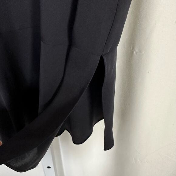 Theory Nicella Modern Black Silk Split Peplum Sleeveless Top M‎ Minimalist Work - Picture 6 of 11